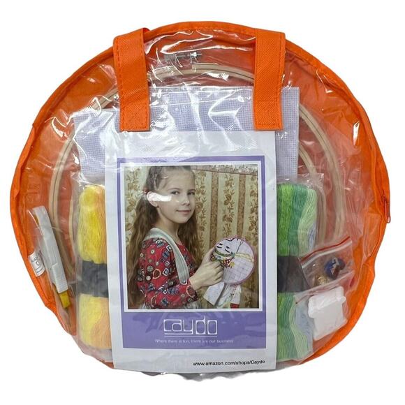 Caydo Embroidery / Counted Cross Stitch Starter Kit Hoops Tools Floss Aida Cloth - Picture 1 of 11